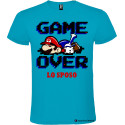 Maglietta personalizzata per addio al celibato Game Over turchese