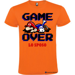 Maglietta personalizzata per addio al celibato Game Over arancione