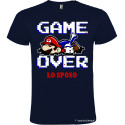Maglietta personalizzata per addio al celibato Game Over blu navy