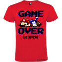 Maglietta personalizzata per addio al celibato Game Over rosso