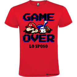 Maglietta personalizzata per addio al celibato Game Over rosso