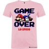 Maglietta personalizzata per addio al celibato Game Over rosa