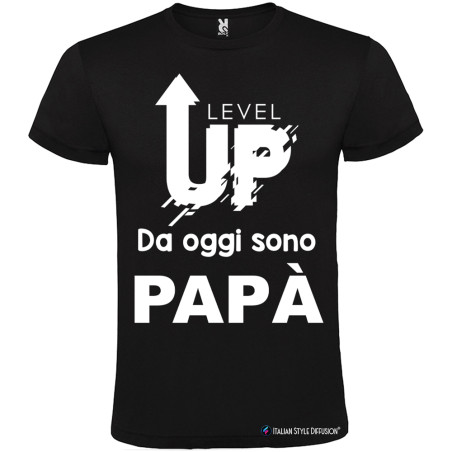 MAGLIETTA PERSONALIZZATA UOMO LEVEL UP PAPÀ COLORE NERO