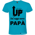 MAGLIETTA PERSONALIZZATA UOMO LEVEL UP PAPÀ COLORE TURCHESE