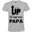 MAGLIETTA PERSONALIZZATA UOMO LEVEL UP PAPÀ COLORE GRIGIO