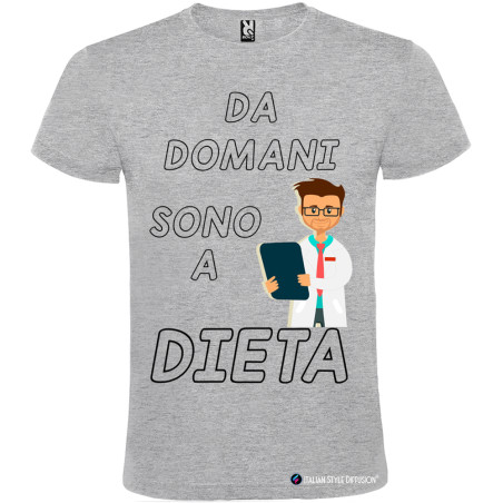 MAGLIETTA PERSONALIZZATA UOMO DOMANI SONO A DIETA COLORE GRIGIO