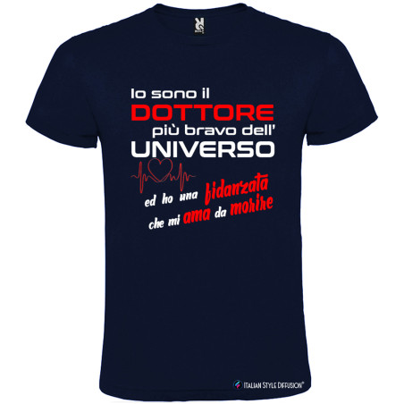 T-SHIRT PERSONALIZZATA IL DOTTORE PIU' BRAVO COLORE BLU NAVY