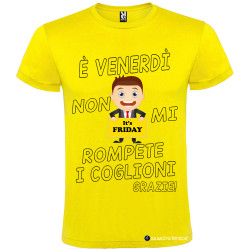 T-shirt personalizzata venerdi non rompete i coglioni Italian Style Diffusion® colore giallo
