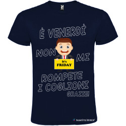 T-shirt personalizzata venerdi non rompete i coglioni Italian Style Diffusion® colore blu navy
