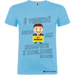 T-shirt personalizzata venerdi non rompete i coglioni Italian Style Diffusion® colore azzurro