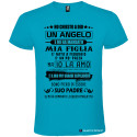 T-SHIRT PERSONALIZZATA FRASI SIMPATICHE UN ANGELO MIA FIGLIA PADRE COLORE TURCHESE