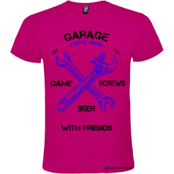 T-shirt personalizzata garage custom house Italian Style Diffusion ® colore rosa fucsia