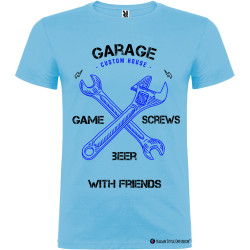 T-shirt personalizzata garage custom house Italian Style Diffusion ® colore azzurro