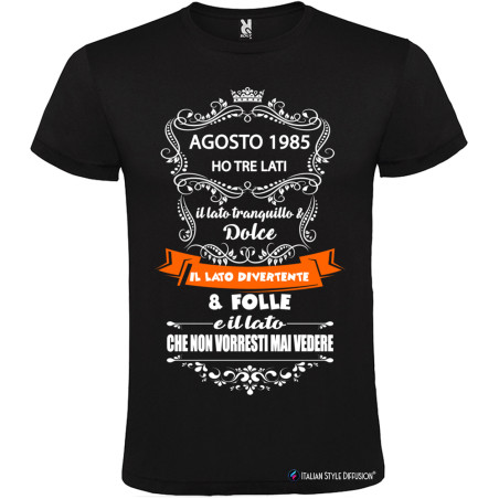 T-SHIRT PERSONALIZZATA HO 3 LATI TRANQUILLO DOLCE E UNO NASCOSTO COLORE NERO