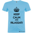 T-SHIRT PERSONALIZZATA KEEP CALM AND RILASSATI COLORE AZZURRO