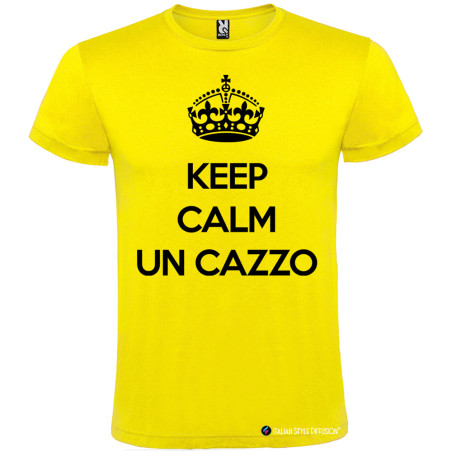 T-SHIRT PERSONALIZZATA KEEP CALM UN CAZZO COLORE GIALLO