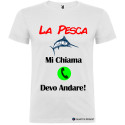 T-SHIRT PESCA PESCARE PESCE DEVO ANDARE COLORE BIANCO