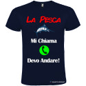T-SHIRT PESCA PESCARE PESCE DEVO ANDARE COLORE BLU NAVY