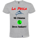 T-SHIRT PESCA PESCARE PESCE DEVO ANDARE COLORE GRIGIO