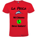 T-SHIRT PESCA PESCARE PESCE DEVO ANDARE COLORE ROSSO