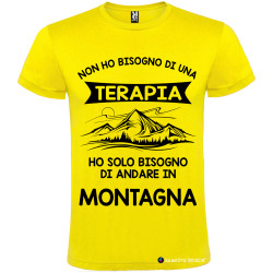 T-shirt personalizzata non ho bisogno di una terapia ho solo bisogno di andare in montagna colore giallo