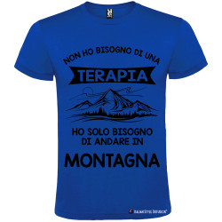 T-shirt personalizzata non ho bisogno di una terapia ho solo bisogno di andare in montagna colore blu royal