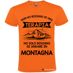T-shirt personalizzata non ho bisogno di una terapia ho solo bisogno di andare in montagna colore arancio