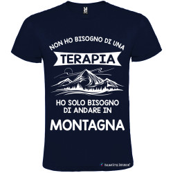 T-shirt personalizzata non ho bisogno di una terapia ho solo bisogno di andare in montagna colore blu navy