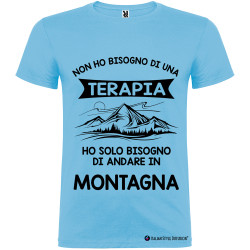 T-shirt personalizzata non ho bisogno di una terapia ho solo bisogno di andare in montagna colore azzurro