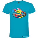 T-SHIRT PERSONALIZZATA CON PACMAN GIOCO 1980 COLORE TURCHESE