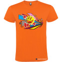T-SHIRT PERSONALIZZATA CON PACMAN GIOCO 1980 COLORE ARANCIO