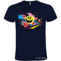 T-SHIRT PERSONALIZZATA CON PACMAN GIOCO 1980 COLORE BLU NAVY