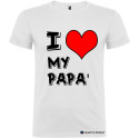 T-SHIRT PERSONALIZZATA STAMPA I LOVE PAPÀ UOMO COTONE COLORE BIANCO