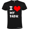T-SHIRT PERSONALIZZATA STAMPA I LOVE PAPÀ UOMO COTONE COLORE NERO
