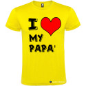 T-SHIRT PERSONALIZZATA STAMPA I LOVE PAPÀ UOMO COTONE COLORE GIALLO