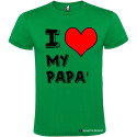 T-SHIRT PERSONALIZZATA STAMPA I LOVE PAPÀ UOMO COTONE COLORE VERDE