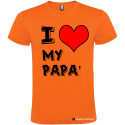 T-SHIRT PERSONALIZZATA STAMPA I LOVE PAPÀ UOMO COTONE COLORE ARANCIO