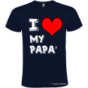 T-SHIRT PERSONALIZZATA STAMPA I LOVE PAPÀ UOMO COTONE COLORE BLU NAVY