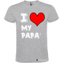 T-SHIRT PERSONALIZZATA STAMPA I LOVE PAPÀ UOMO COTONE COLORE GRIGIO