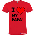 T-SHIRT PERSONALIZZATA STAMPA I LOVE PAPÀ UOMO COTONE COLORE ROSSO