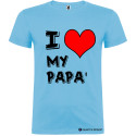 T-SHIRT PERSONALIZZATA STAMPA I LOVE PAPÀ UOMO COTONE COLORE AZZURRO