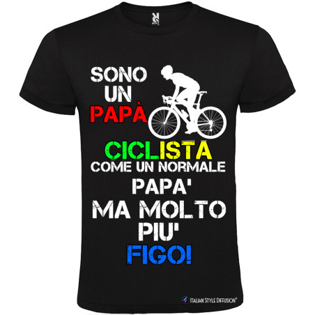 T-SHIRT PERSONALIZZATA UOMO PAPÀ CICLISTA COLORE NERO