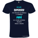 T-SHIRT PERSONALIZZATA PAPÀ SUPEREROE MANTELLO COLORE BLU NAVY