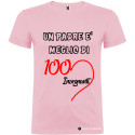 T-SHIRT PERSONALIZZATA UN PADRE È MIGLIORE DI 100 INSEGNANTI COLORE ROSA