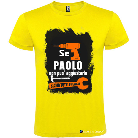 T-SHIRT PERSONALIZZATA MECCANICO SE NON PUO' AGGIUSTARLO COLORE GIALLO