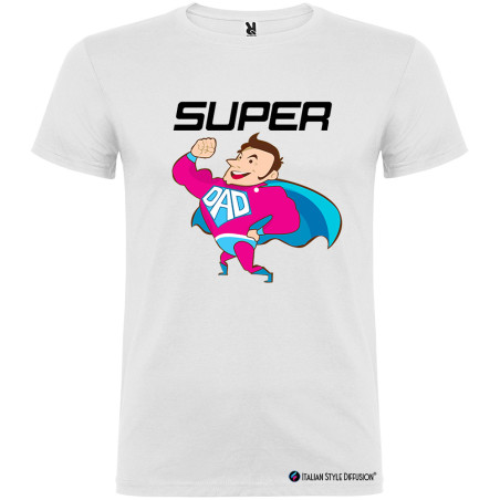 T-SHIRT SUPERMAN DAD UOMO STAMPA PERSONALIZZATA BIANCO