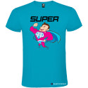 T-SHIRT SUPERMAN DAD UOMO STAMPA PERSONALIZZATA COLORE TURCHESE