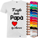 T-SHIRT CON STAMPA TI VOGLIO BENE PAPÀ E CUORE