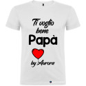 T-SHIRT CON STAMPA TI VOGLIO BENE PAPÀ E CUORE COLORE BIANCO