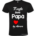 T-SHIRT CON STAMPA TI VOGLIO BENE PAPÀ E CUORE COLORE NERO